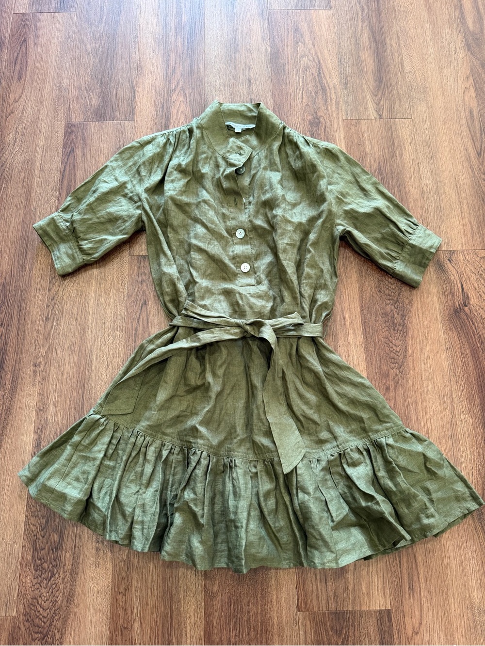 Veronica Beard Kaidin Linen Ruffle Hem Dress - Picture 4 of 9
